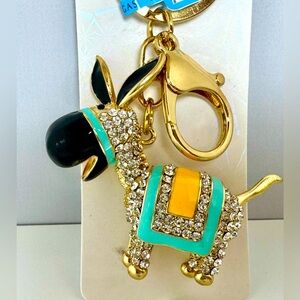 NWT Alexander Kalifano Enamel & Crystal Gold-tone Donkey Keychain